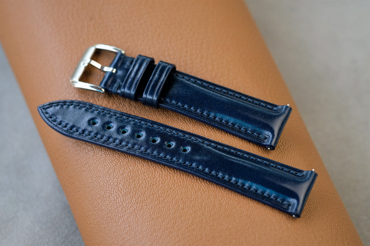 blue shell cordovan leather watch strap – photo 4