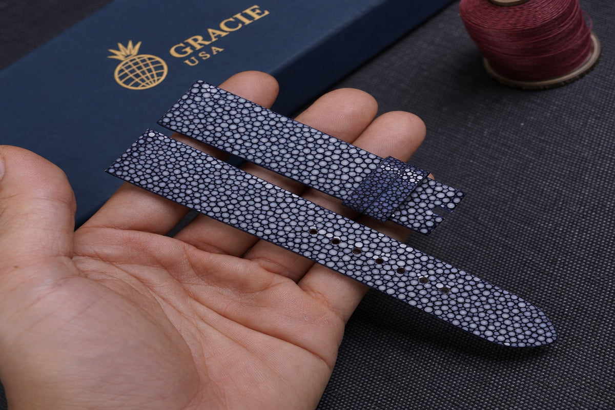 navy stingray leather watch strap – photo 4