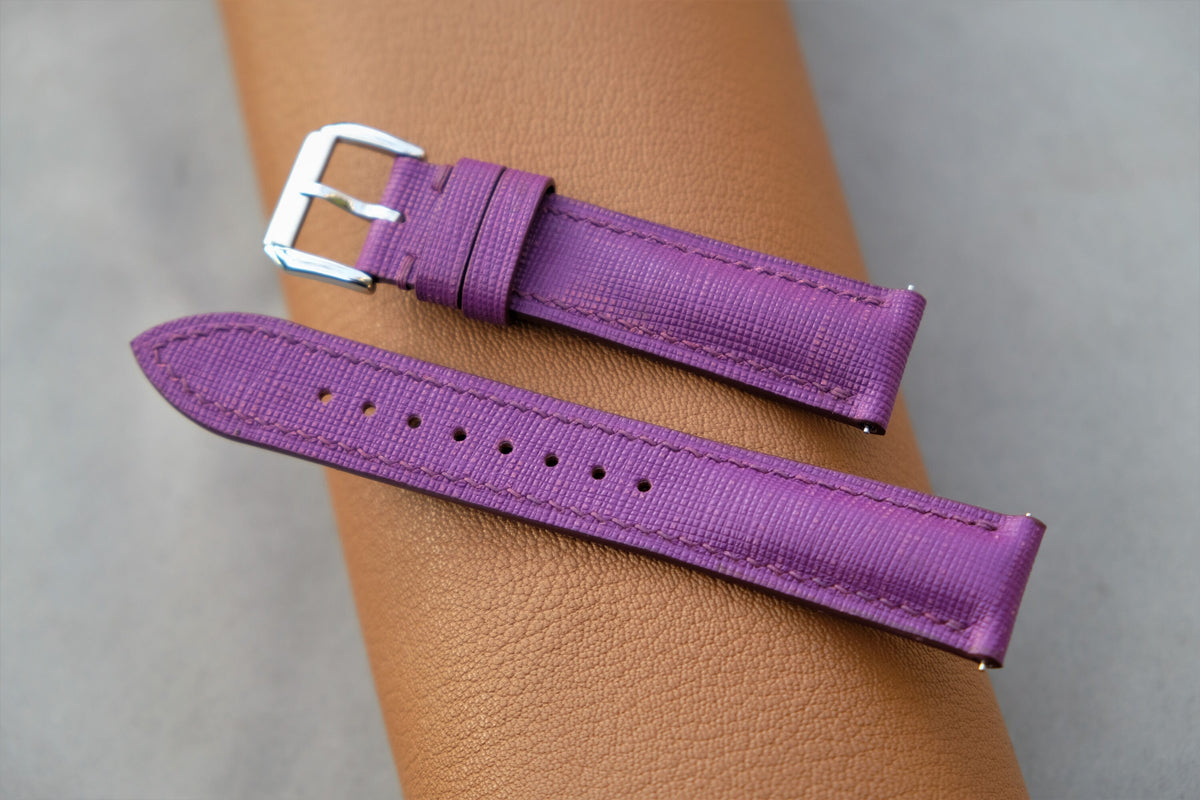 purple saffiano leather watch strap – photo 4