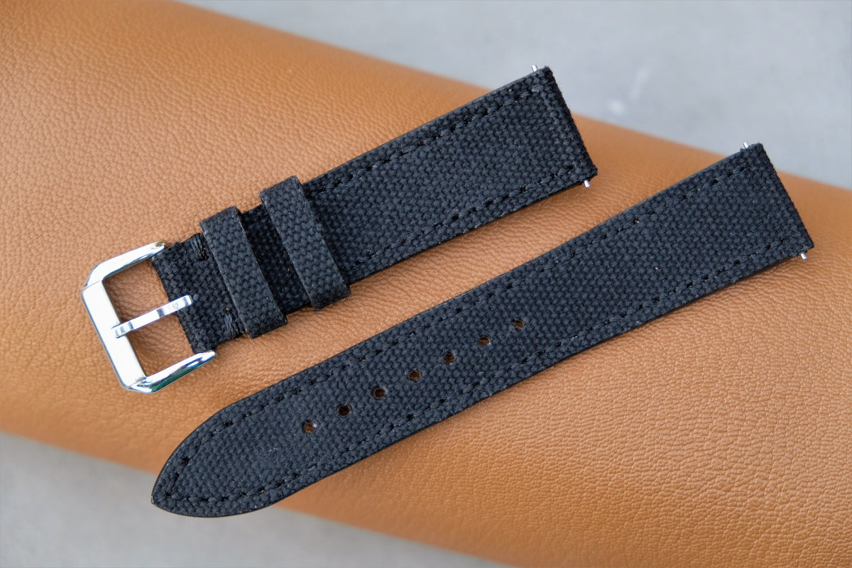 black canvas leather watch strap – photo 4
