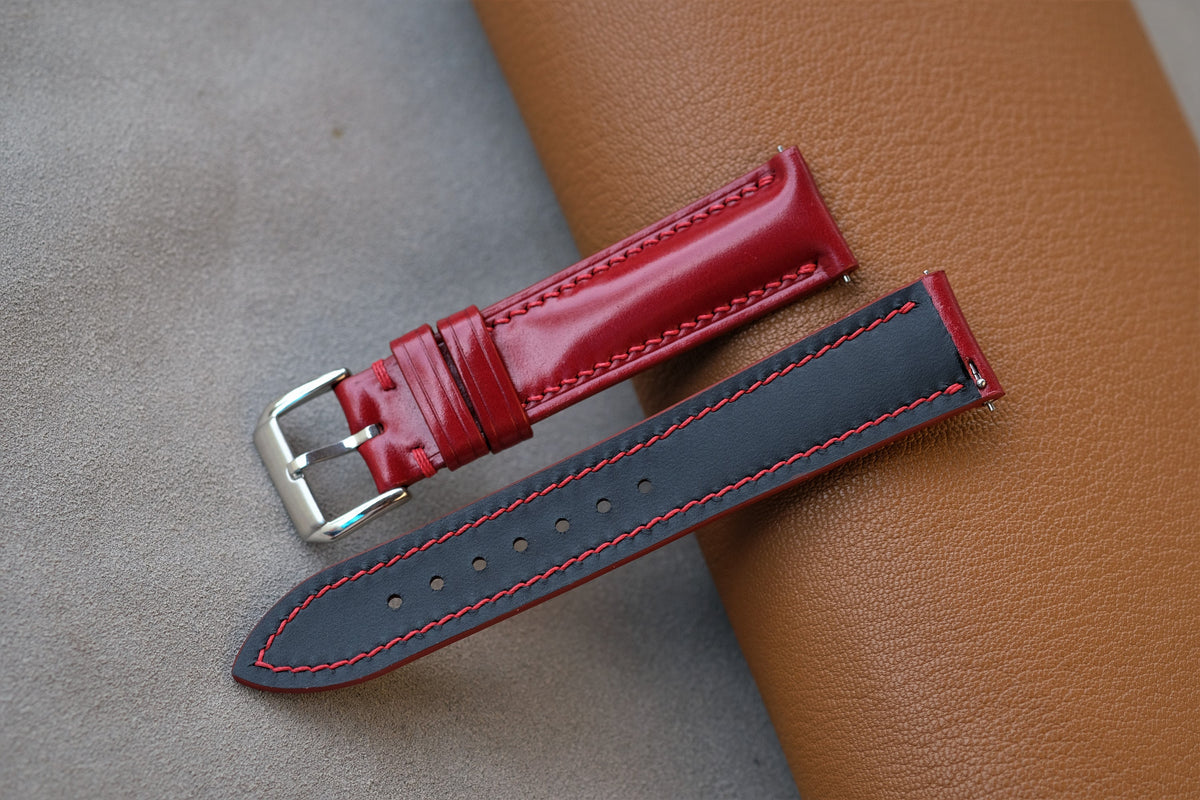 red shell cordovan leather watch strap – photo 4