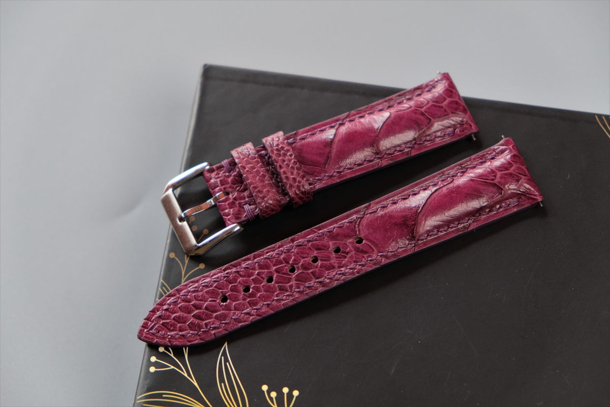 purple ostrich leather watch strap – photo 4