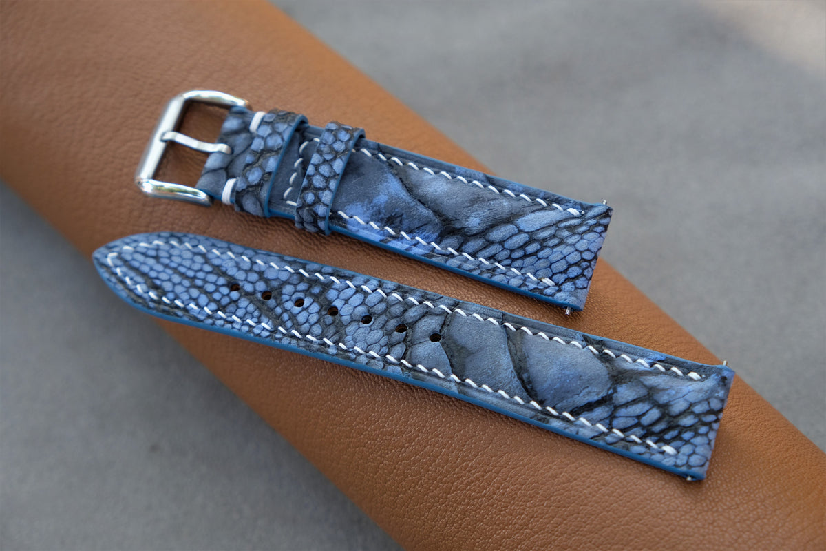 light blue ostrich leather watch strap – photo 5