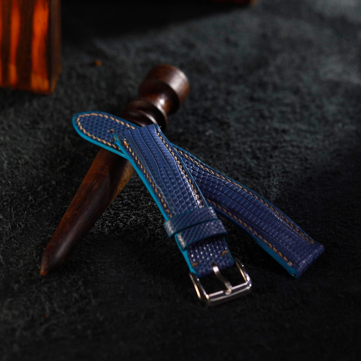 teal blue lizard leather watch strap – photo 5