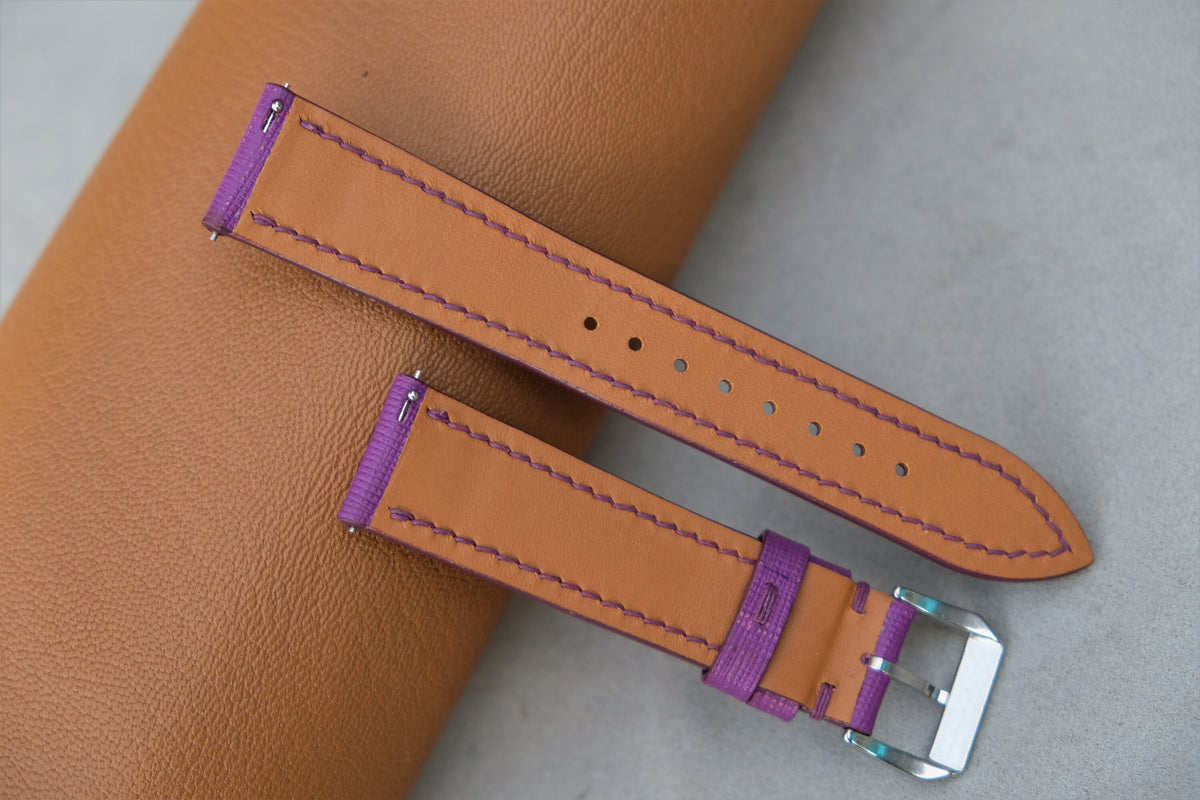 purple saffiano leather watch strap – photo 5