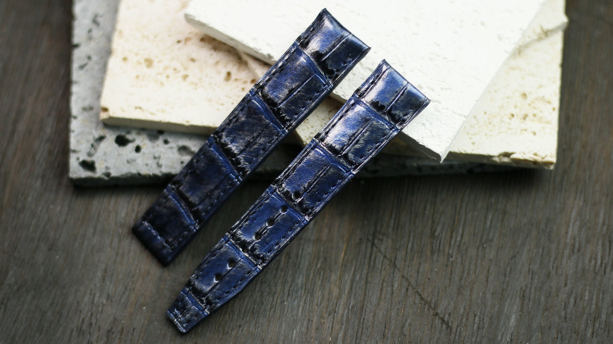 navy alligator leather watch strap – photo 2