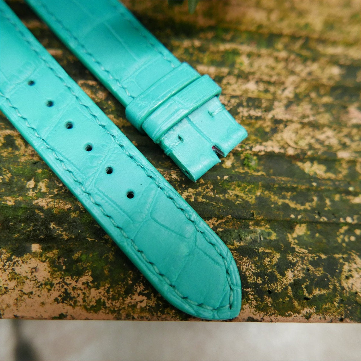 aqua blue alligator leather watch strap – photo 5