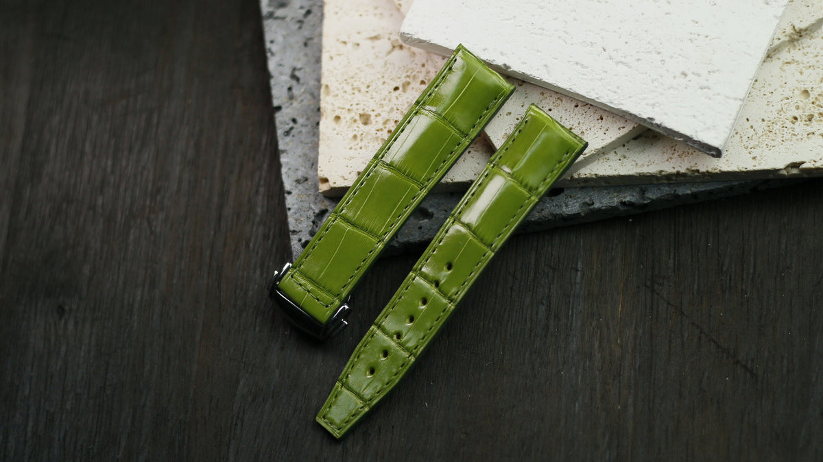 light green alligator leather watch strap – photo 5