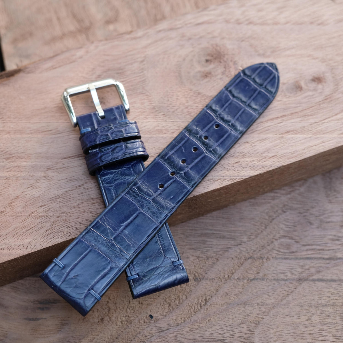 navy alligator leather watch strap – photo 5