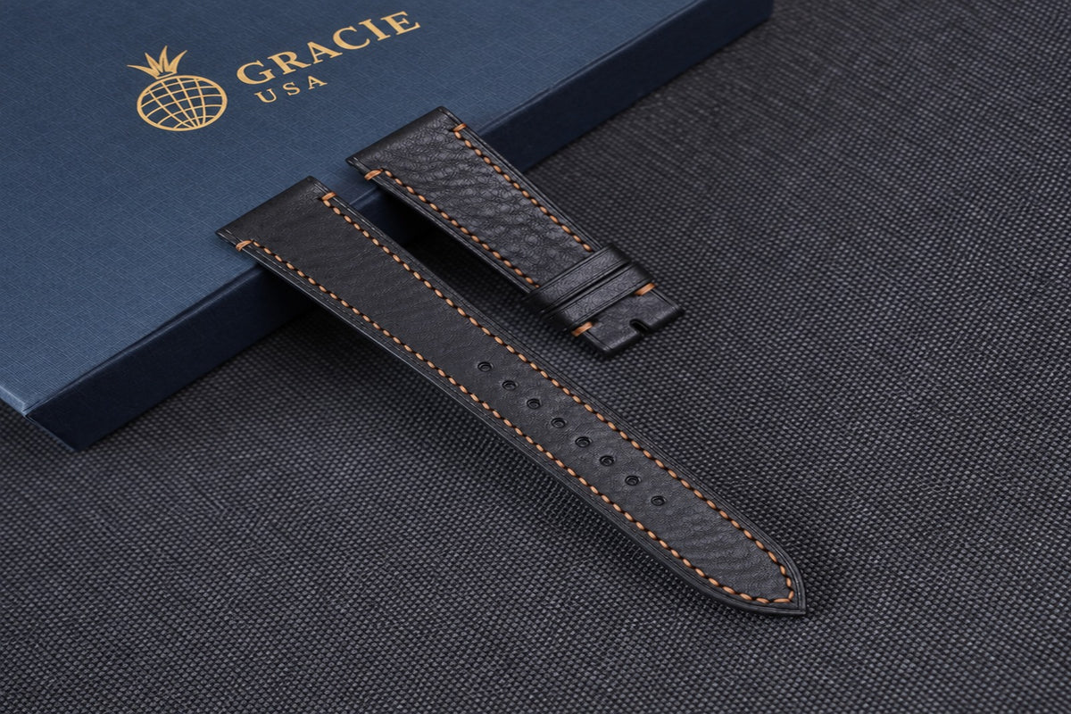 black & gold vachetta leather watch strap – photo 5