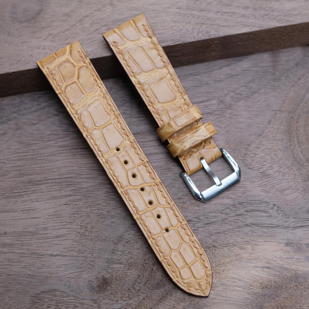 brown gold alligator leather watch strap – photo 5