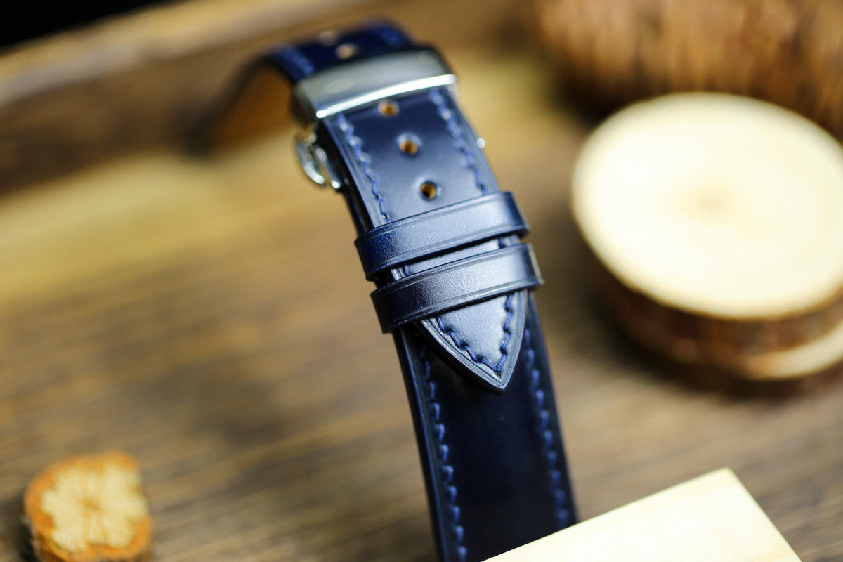 navy blue shell cordovan leather watch strap – photo 3