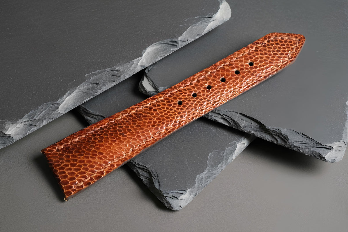 brown ostrich leg leather watch strap – photo 2
