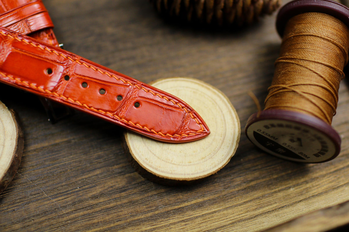 orange alligator leather watch strap – photo 3