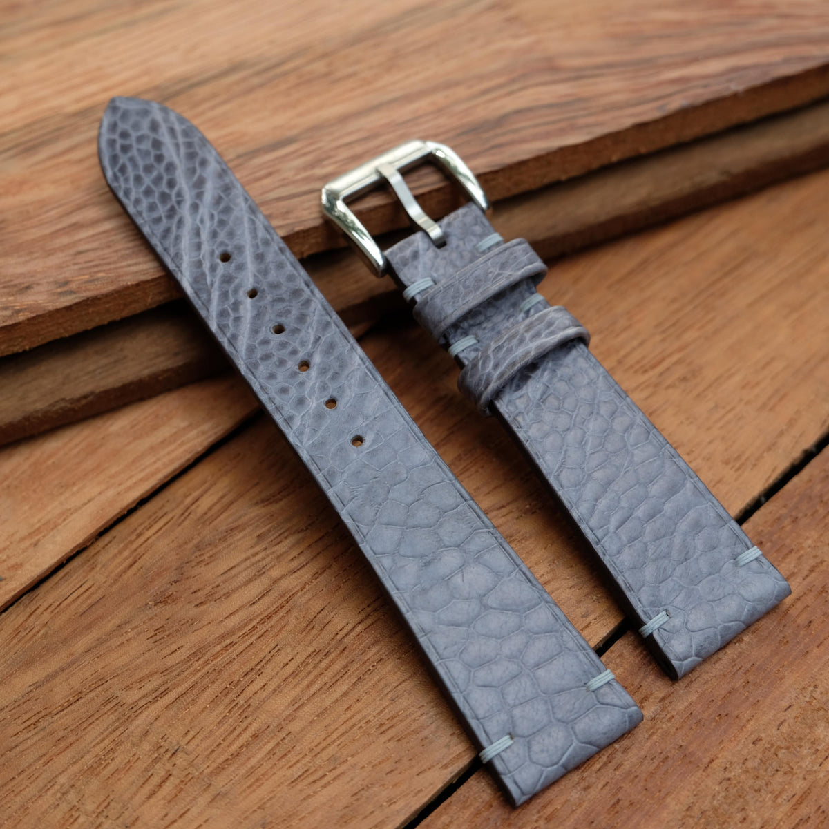 gray ostrich leg leather watch strap – photo 5