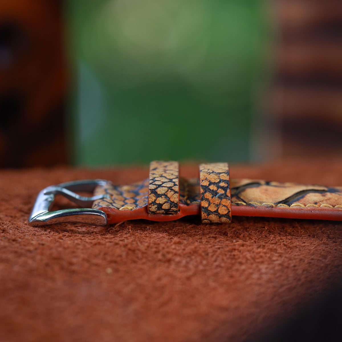 brown ostrich leg leather watch strap – photo 6