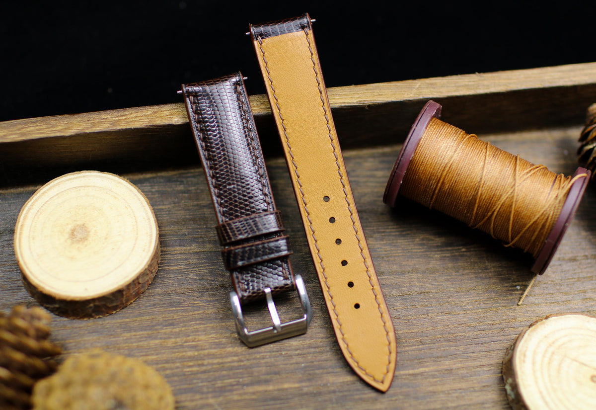 dark brown lizard leather watch strap – photo 4