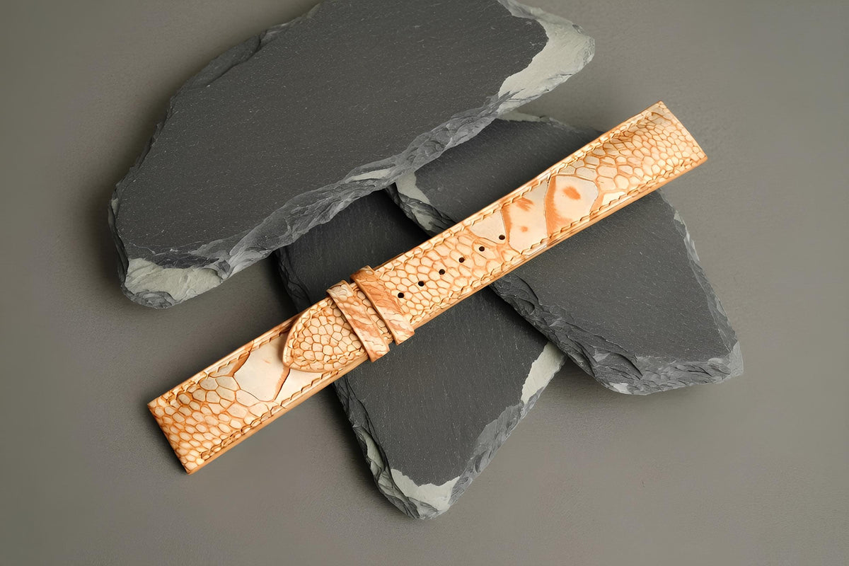 tan brown ostrich leather watch strap – photo 2