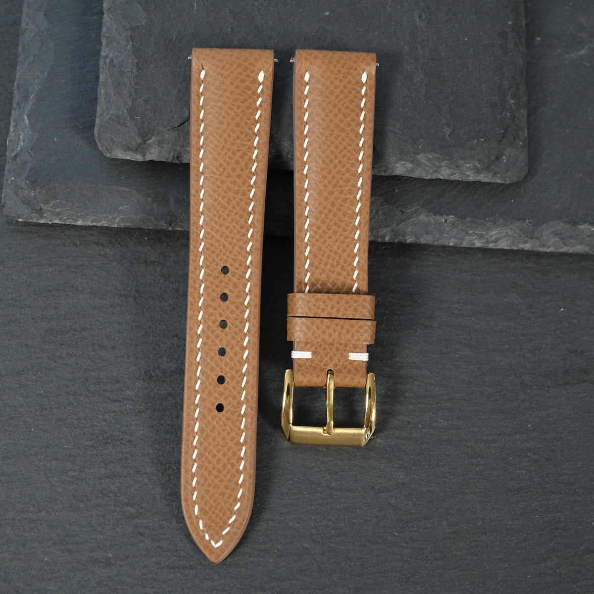 chestnut brown epsom leather watch strap – photo 2