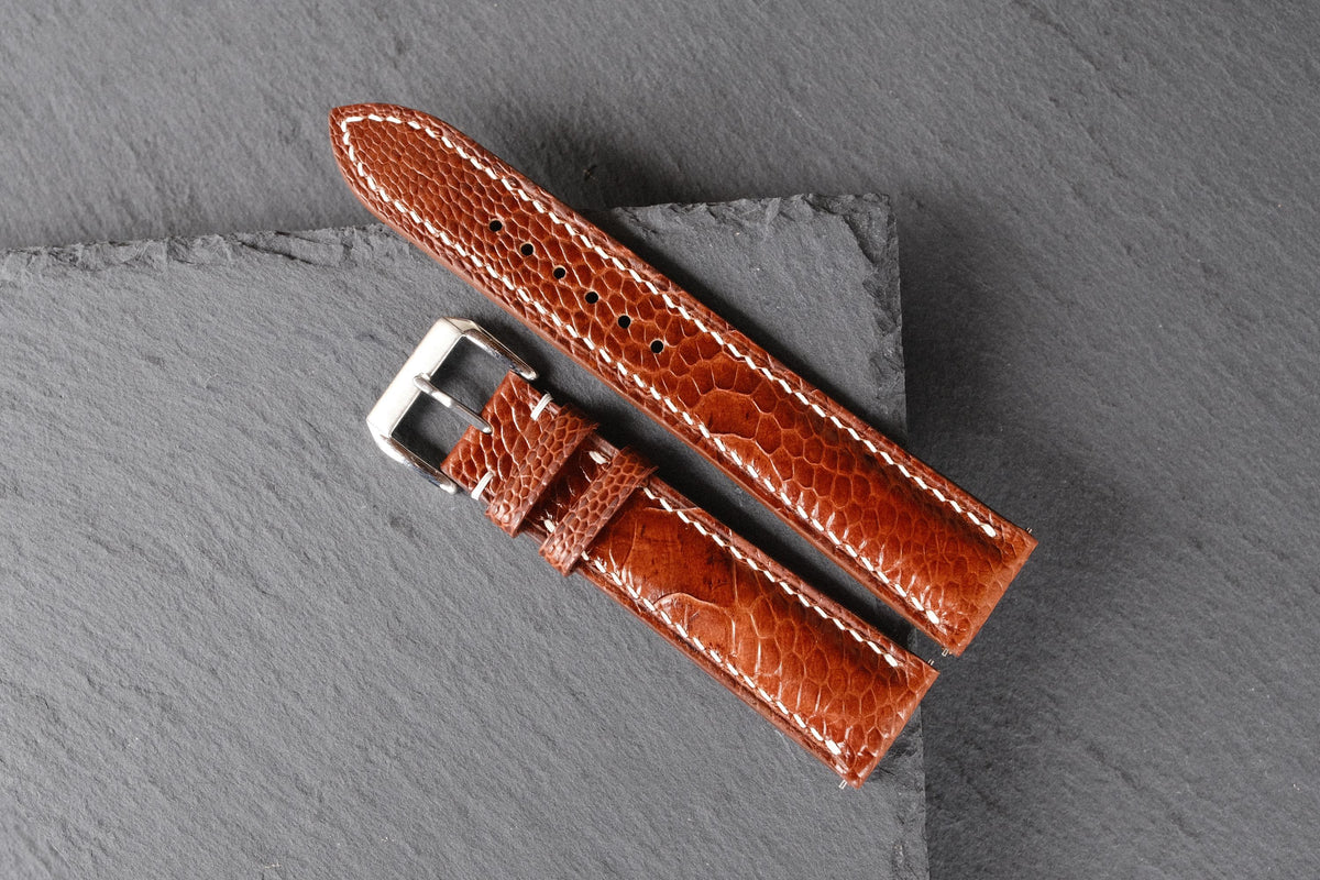 cognac ostrich leather watch strap – photo 2