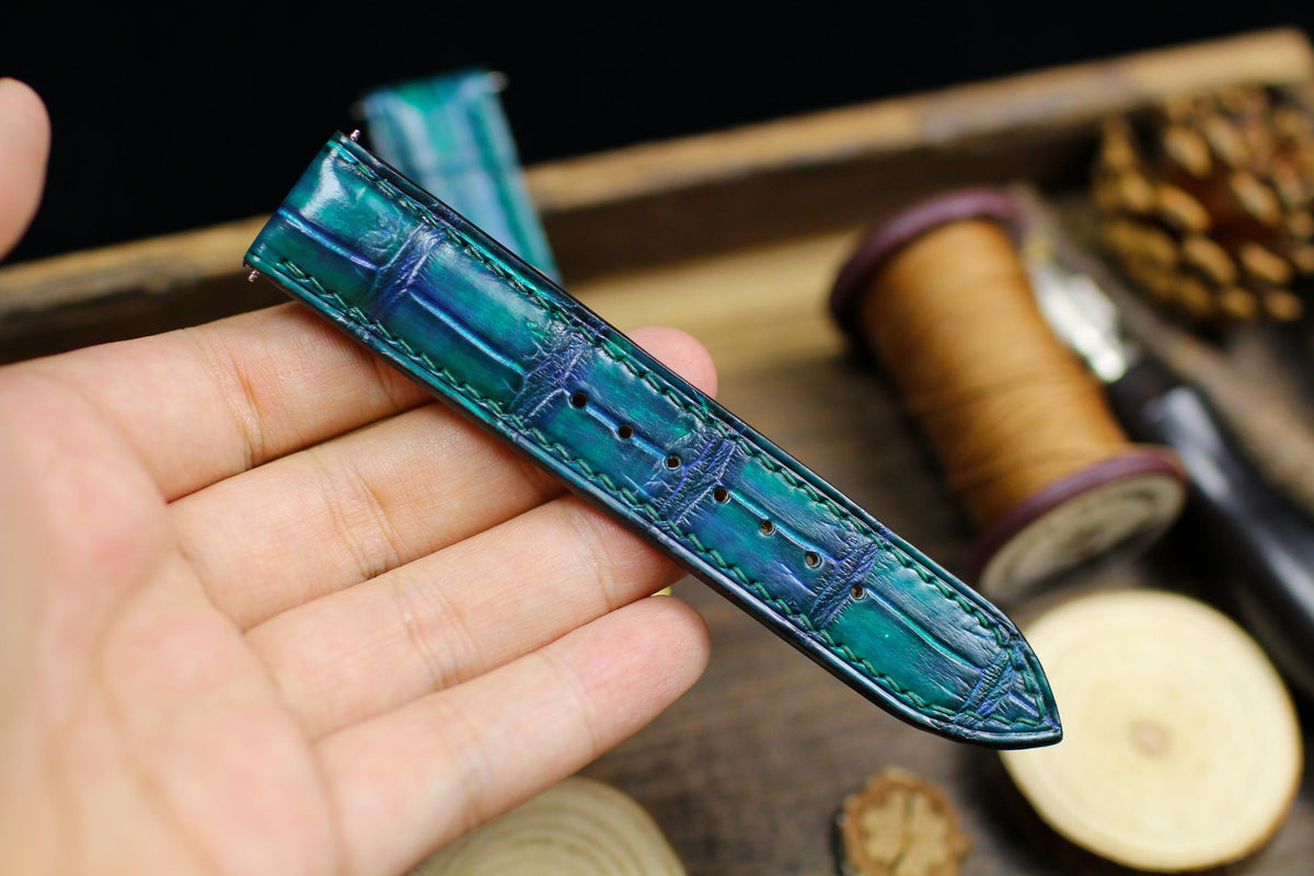 teal alligator leather watch strap – photo 4