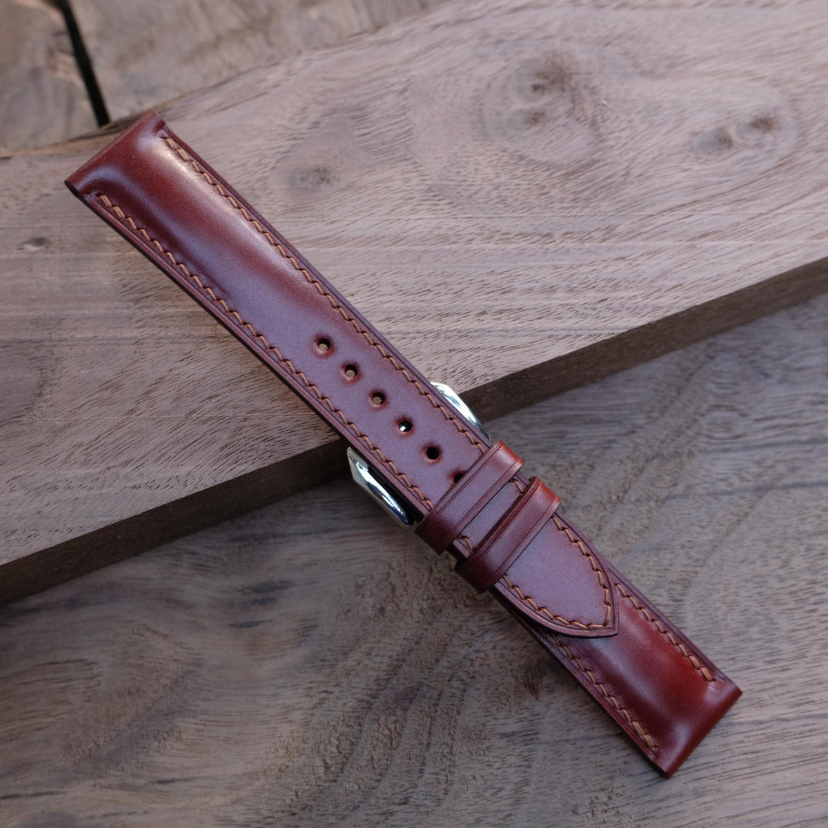 brown shell cordovan leather watch strap – photo 7