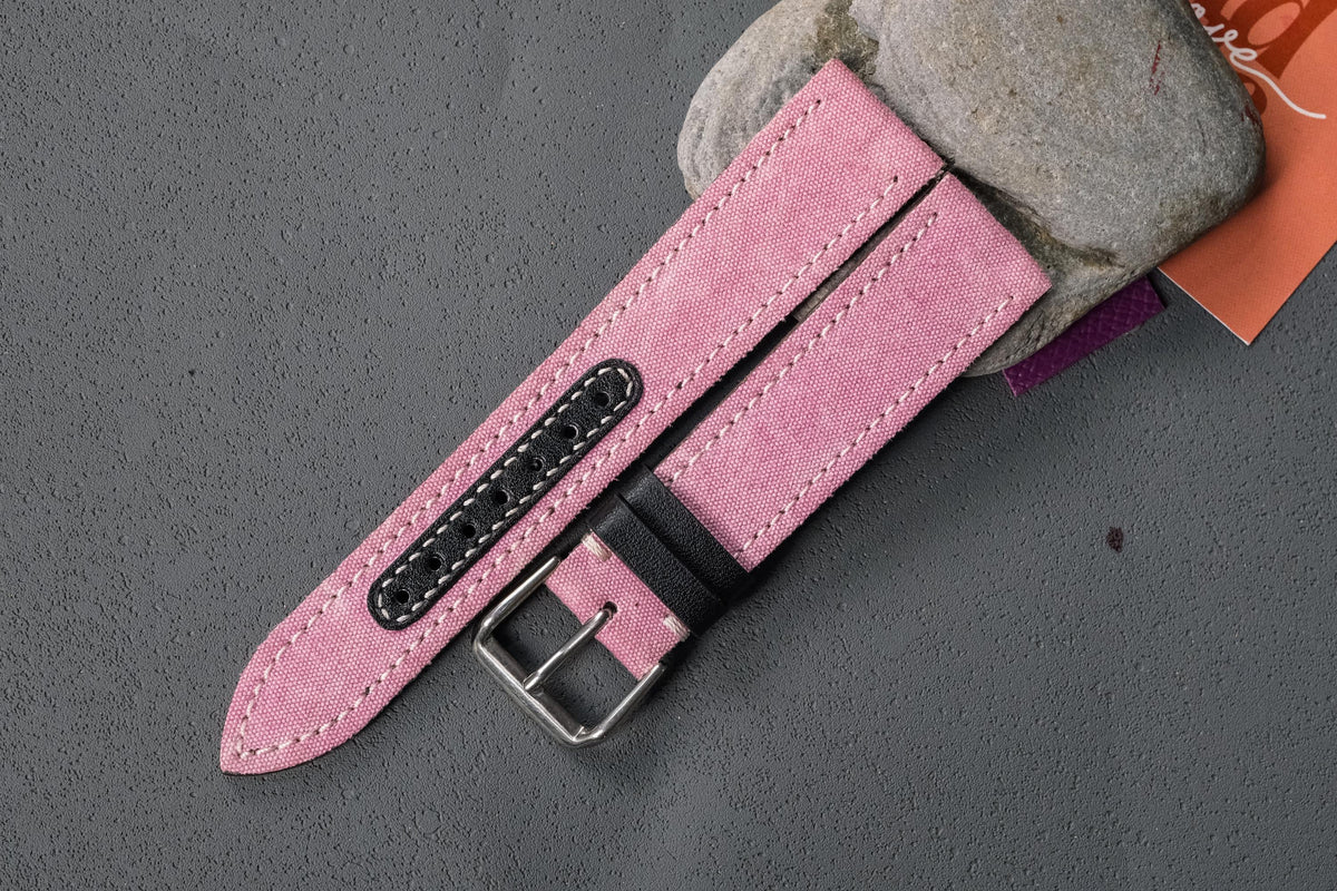 pink canvas leather watch strap – photo 7