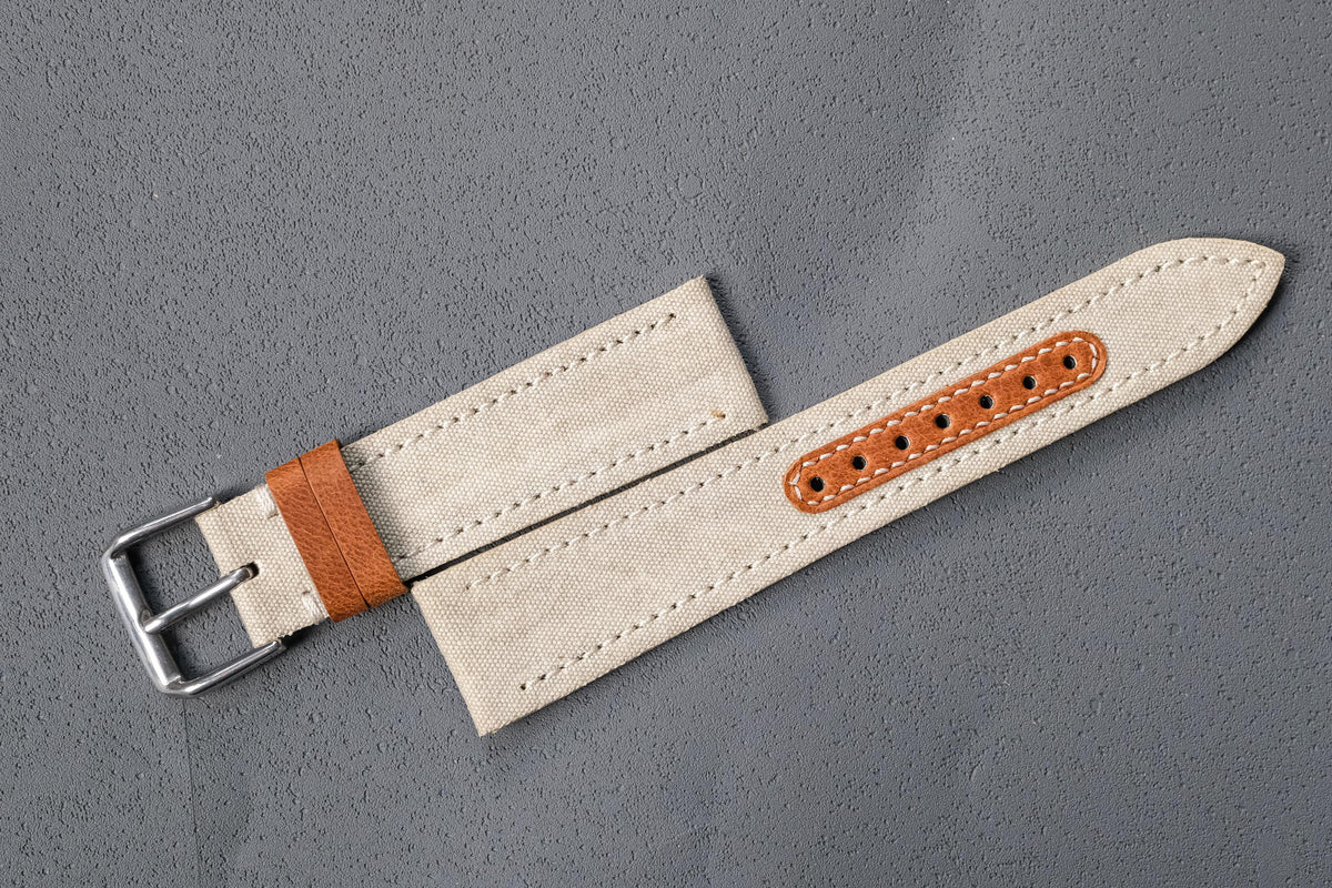 beige canvas leather watch strap – photo 7