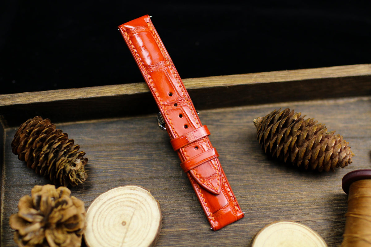 orange alligator leather watch strap – photo 5