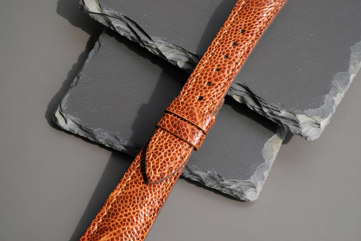 brown ostrich leg leather watch strap – photo 4