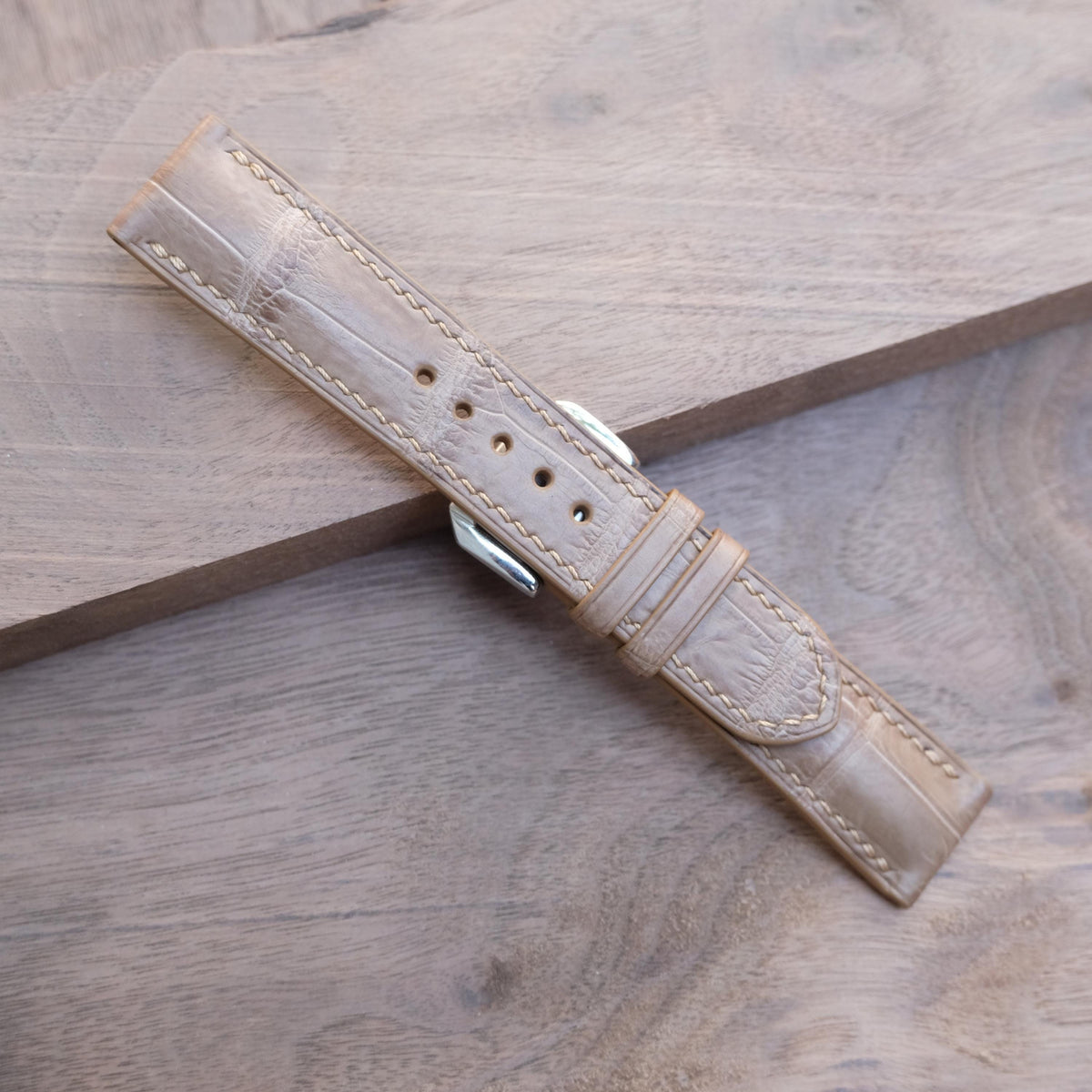 beige alligator leather watch strap – photo 7