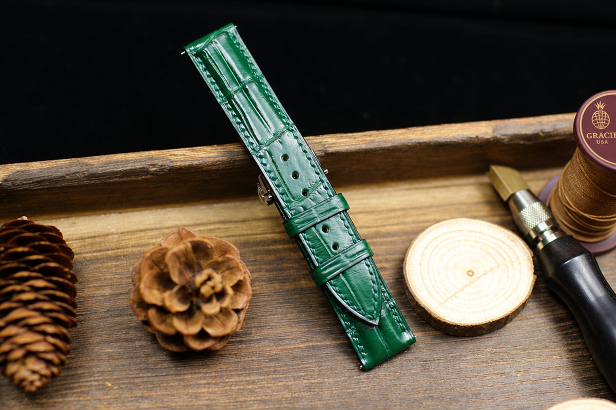 green alligator leather watch strap – photo 5
