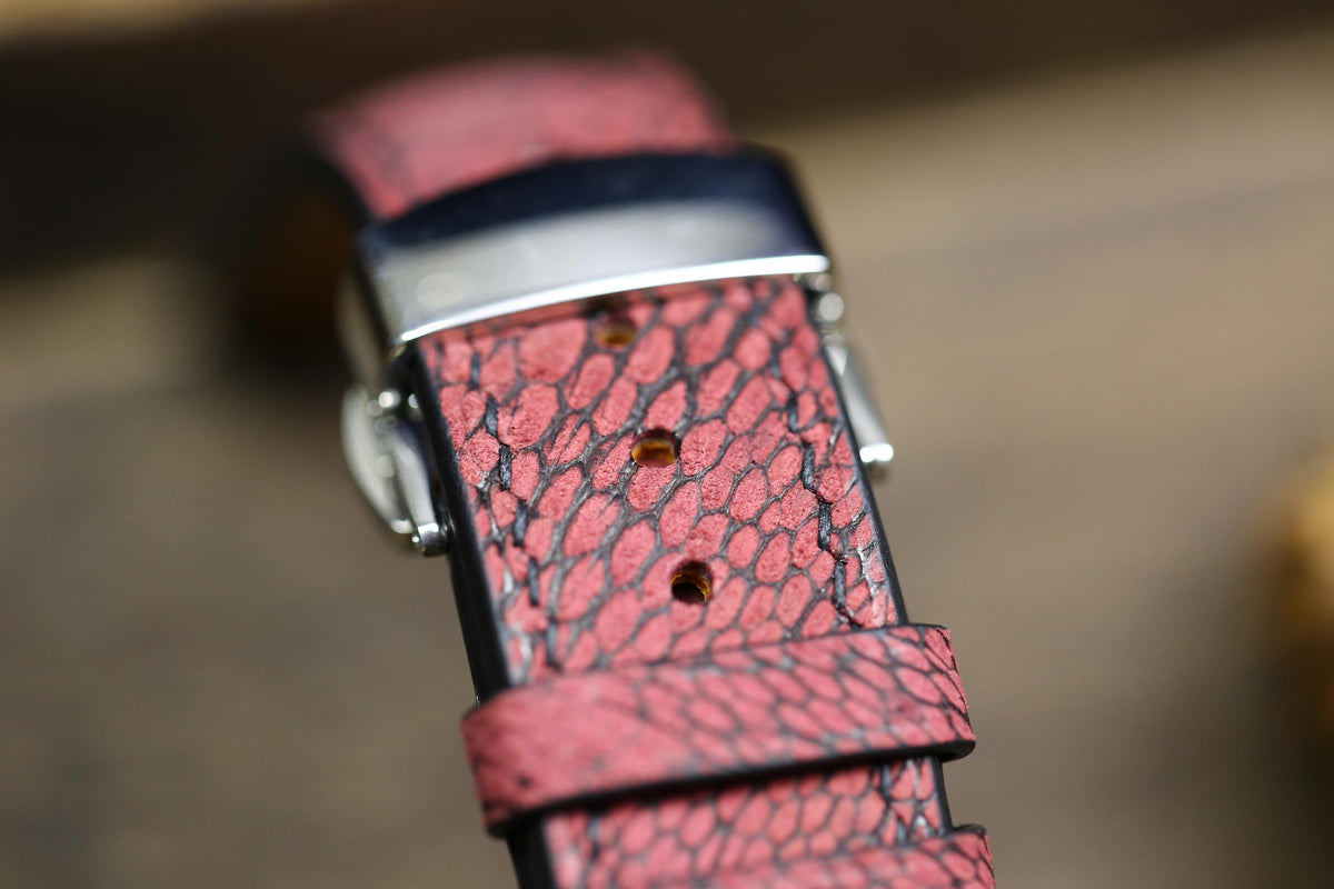 oxblood ostrich leg leather watch strap – photo 5