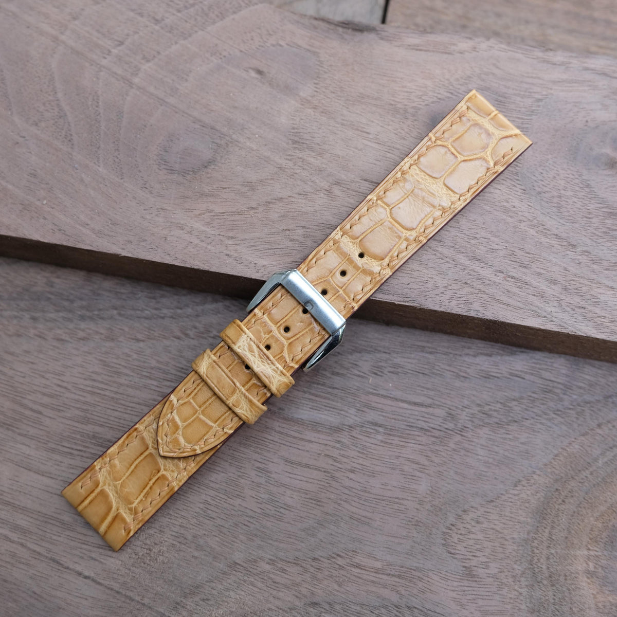 brown gold alligator leather watch strap – photo 7