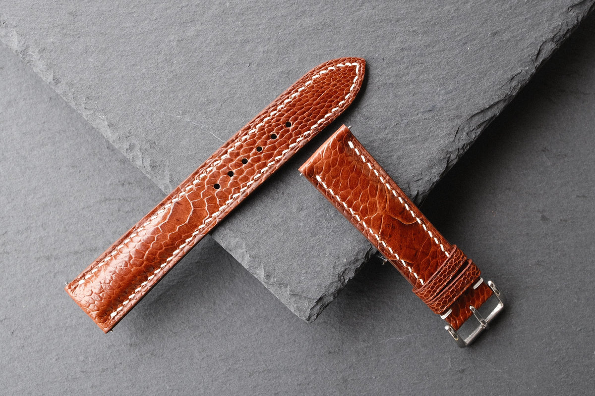 cognac ostrich leather watch strap – photo 3