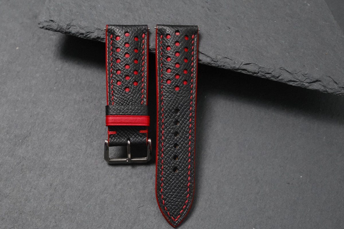 black red & red epsom leather watch strap – photo 3