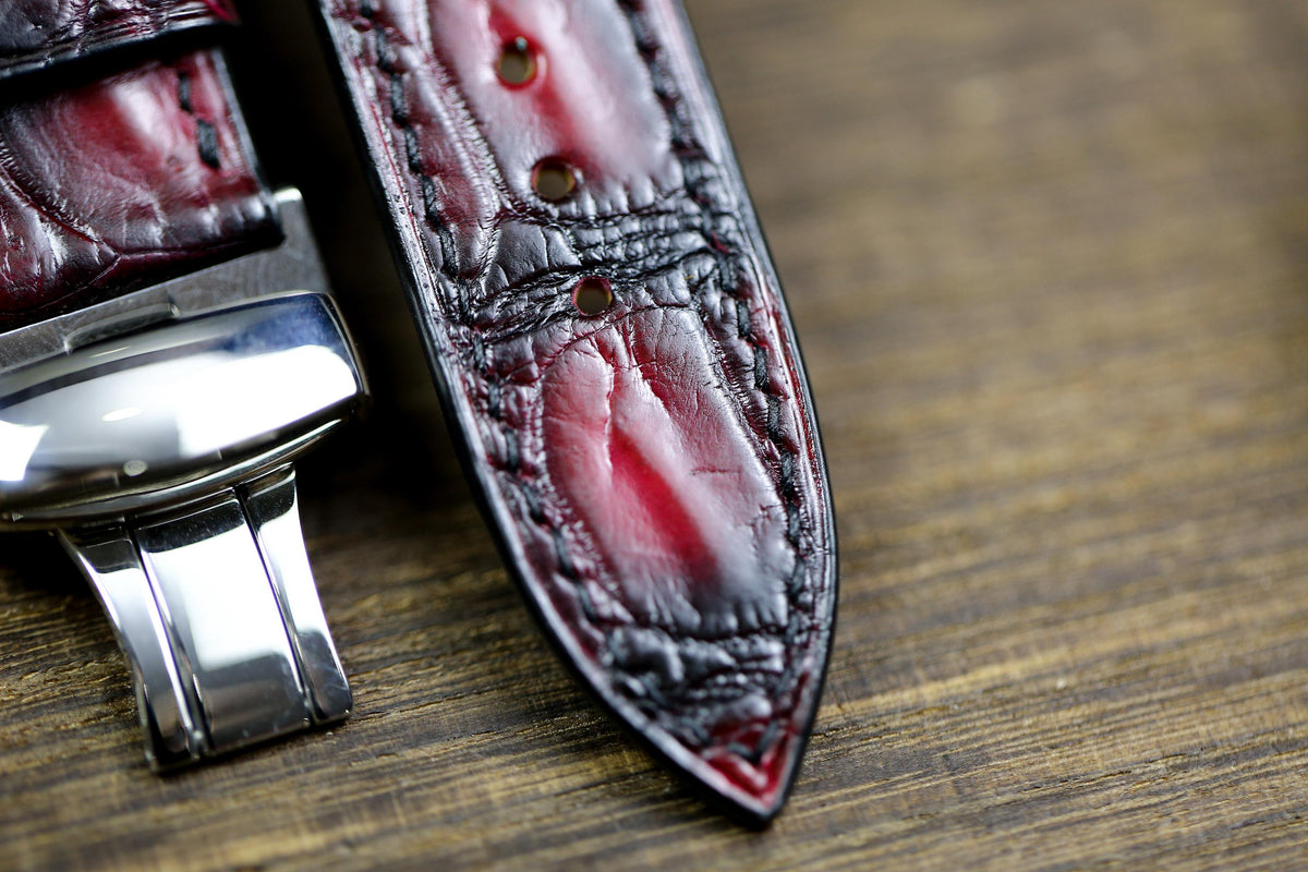 red & black alligator leather watch strap – photo 5