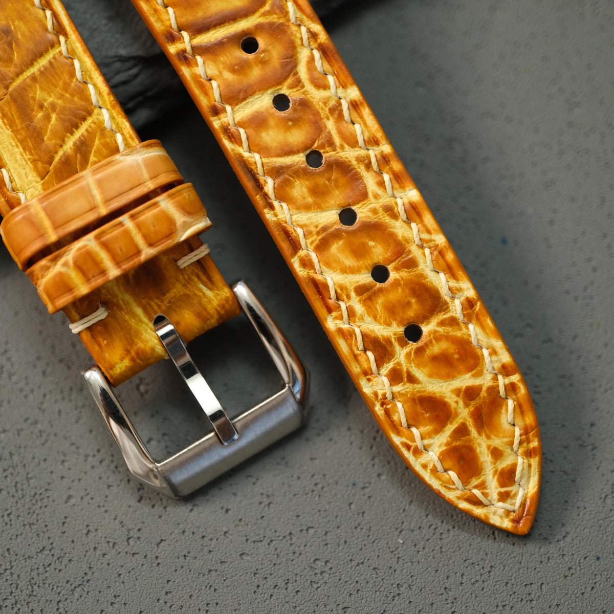 patina tan alligator leather watch strap – photo 3