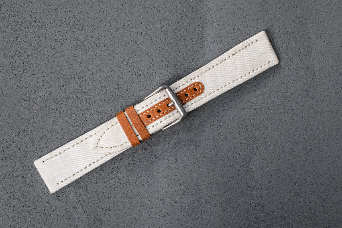 off white & brown canvas leather watch strap – photo 6
