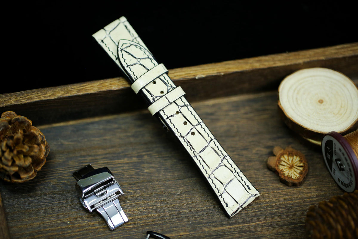 white & black alligator leather watch strap – photo 6