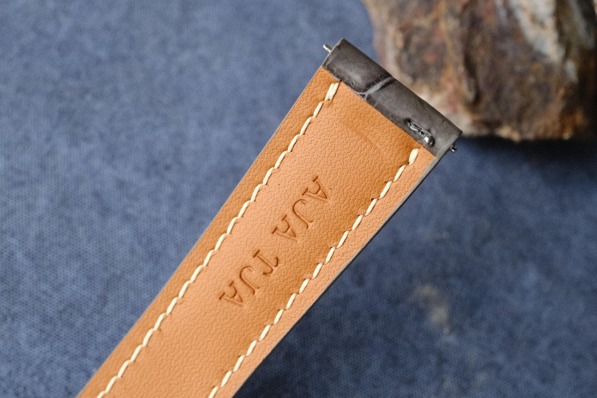 patina black & white alligator leather watch strap – photo 4