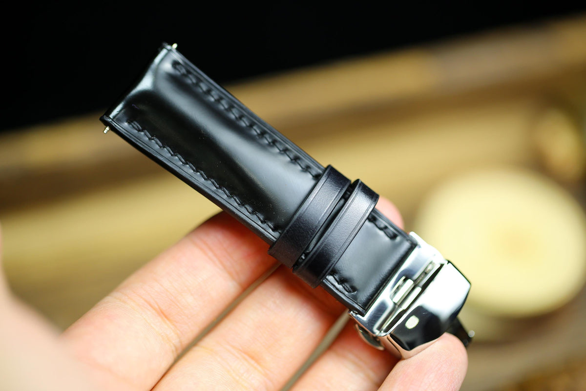 black shell cordovan leather watch strap – photo 6