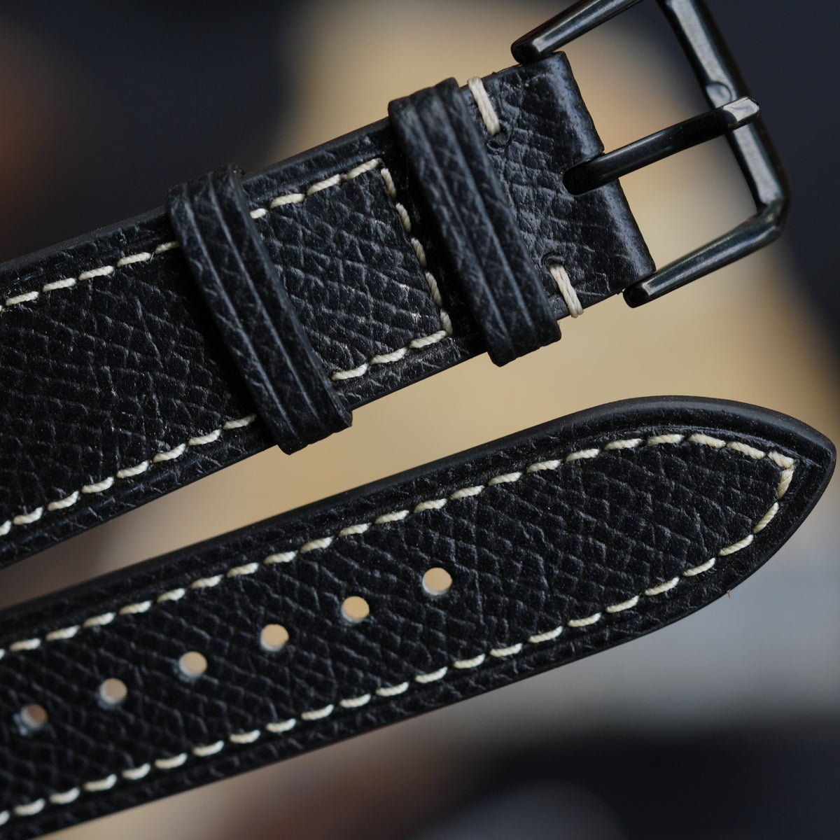black ostrich leg leather watch strap – photo 7
