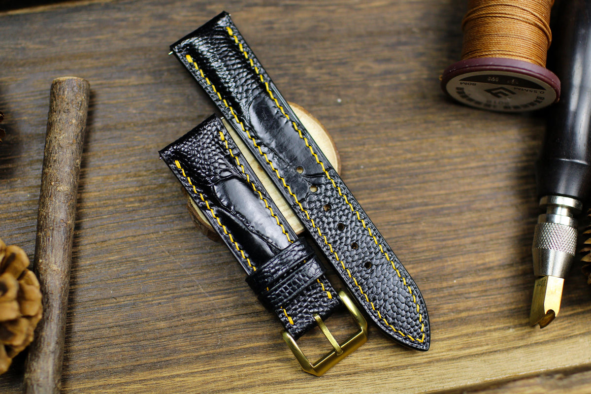 black ostrich leg leather watch strap – photo 6