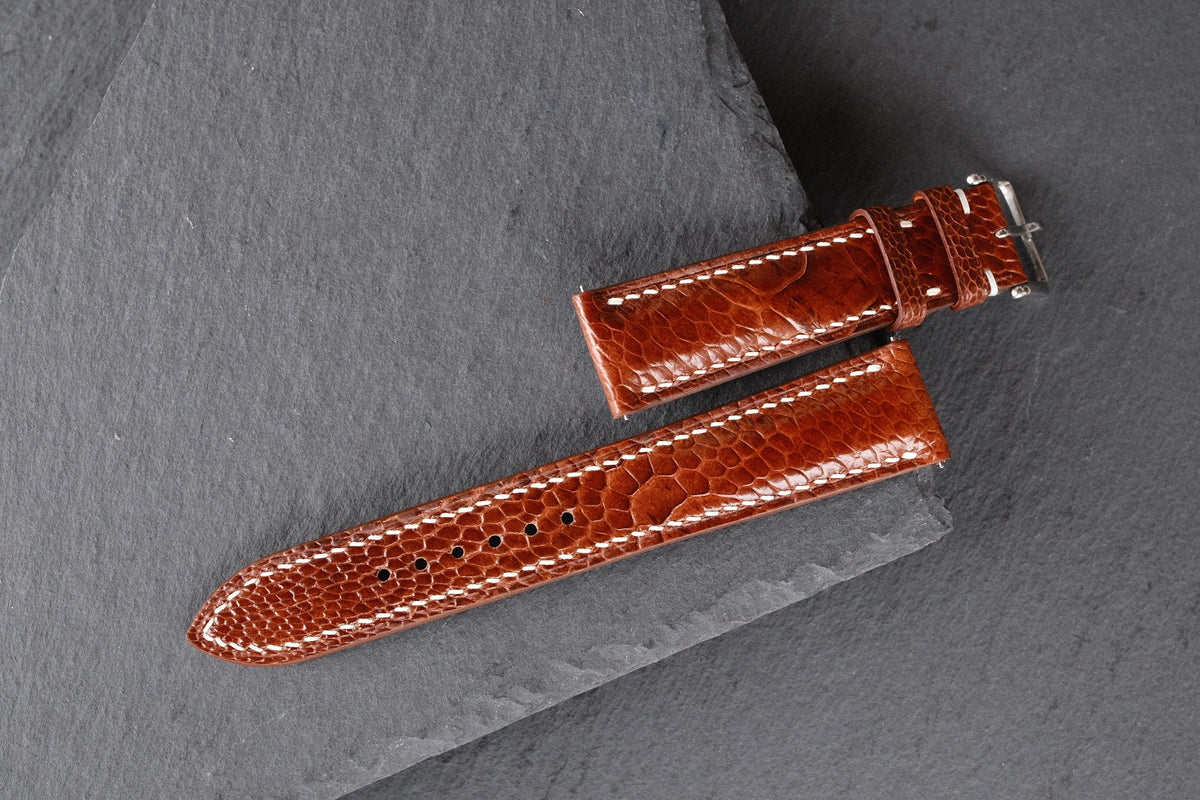 cognac ostrich leather watch strap – photo 4