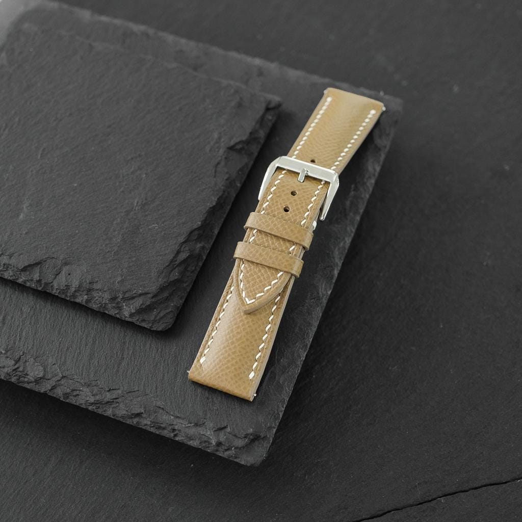 light taupe grey epsom leather watch strap – photo 5