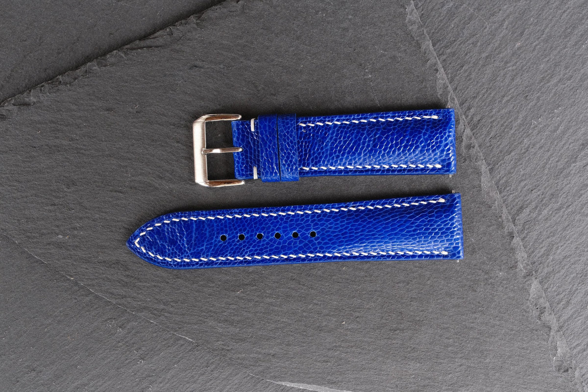 blue ostrich leather watch strap – photo 4