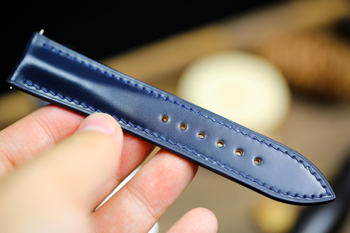 navy blue shell cordovan leather watch strap – photo 6