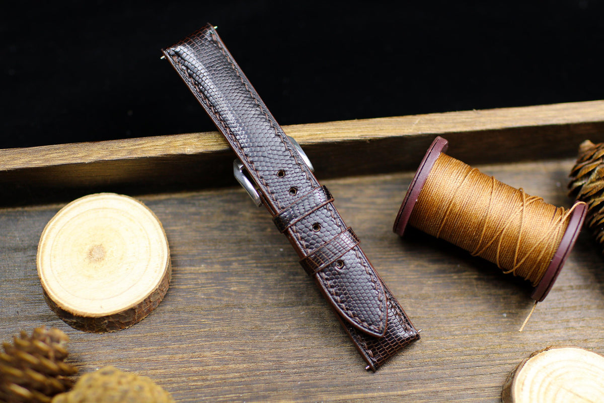 dark brown lizard leather watch strap – photo 6