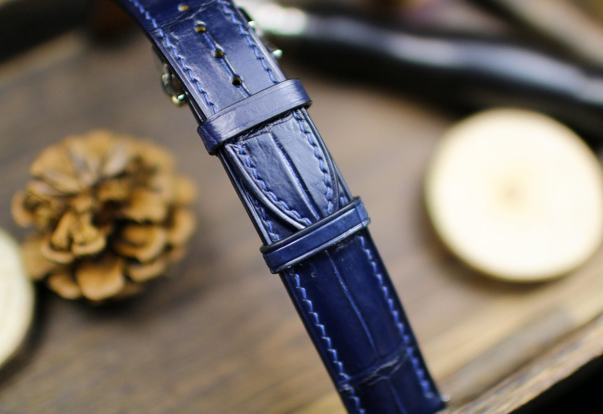 navy blue alligator leather watch strap – photo 7